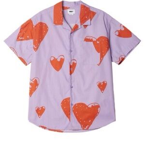 Obey Purple and Orange Casual Button Down Shirt